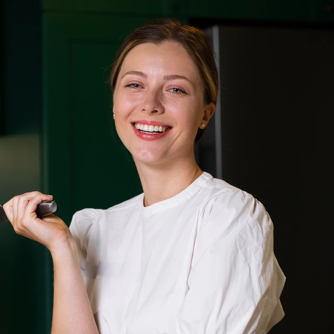 Maya in her kitchen