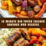 10 Minute Air Fryer Chicken Sausage and Veggies 21 Pinterest Hidden Image