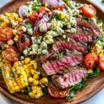 Balsamic Steak Gorgonzola Salad with Grilled Corn