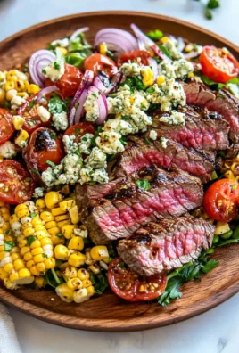Balsamic Steak Gorgonzola Salad with Grilled Corn