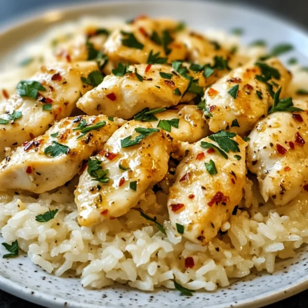 Chicken Scampi with Garlic Parmesan Rice