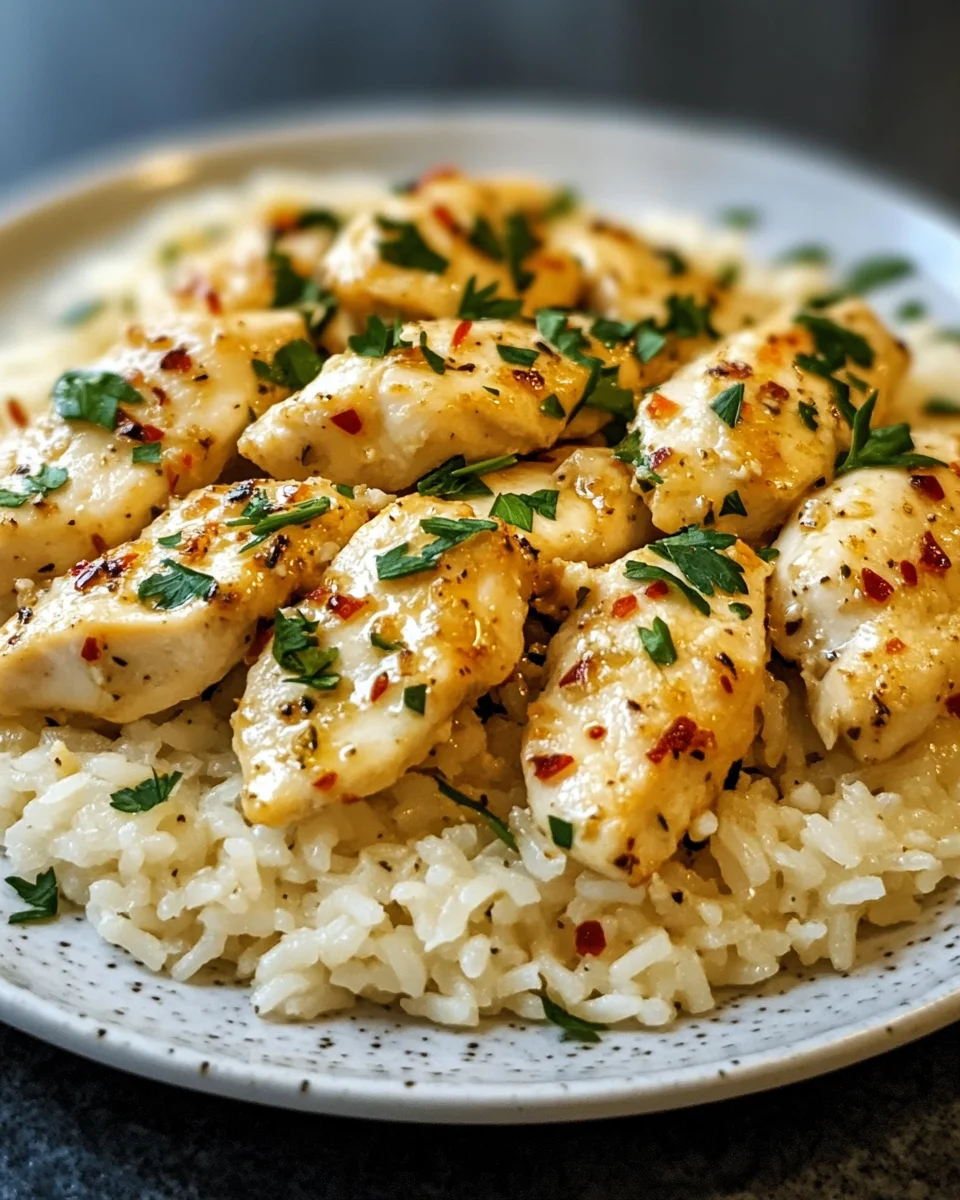 Chicken Scampi with Garlic Parmesan Rice