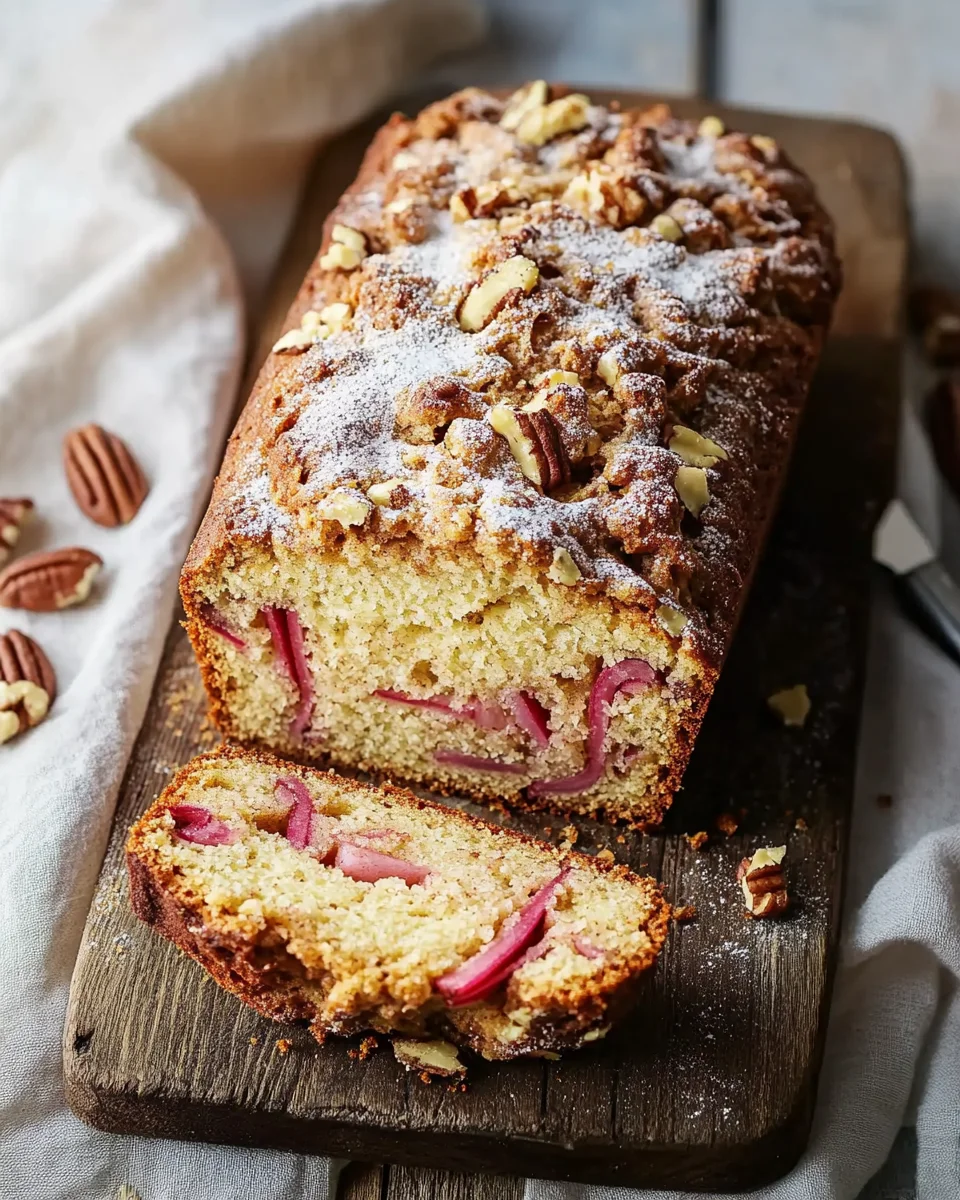 Cinnamon Streusel Rhubarb Bread