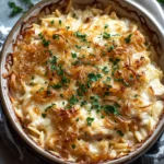 French Onion Chicken Orzo Casserole