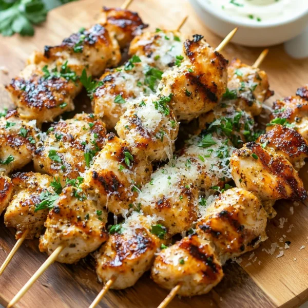 Ranch Garlic Parmesan Chicken Skewers