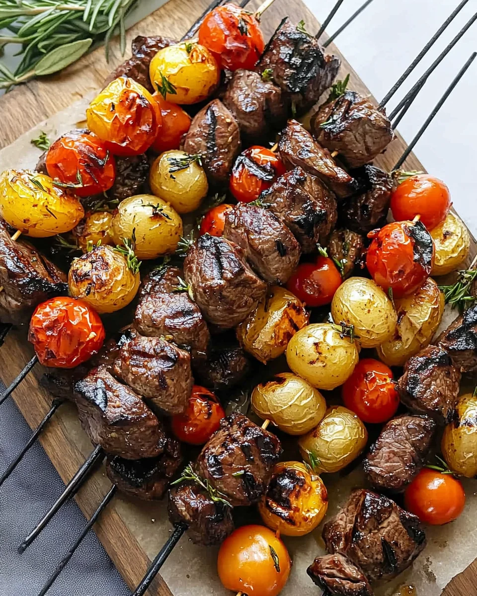 Rosemary Garlic Steak Kebabs