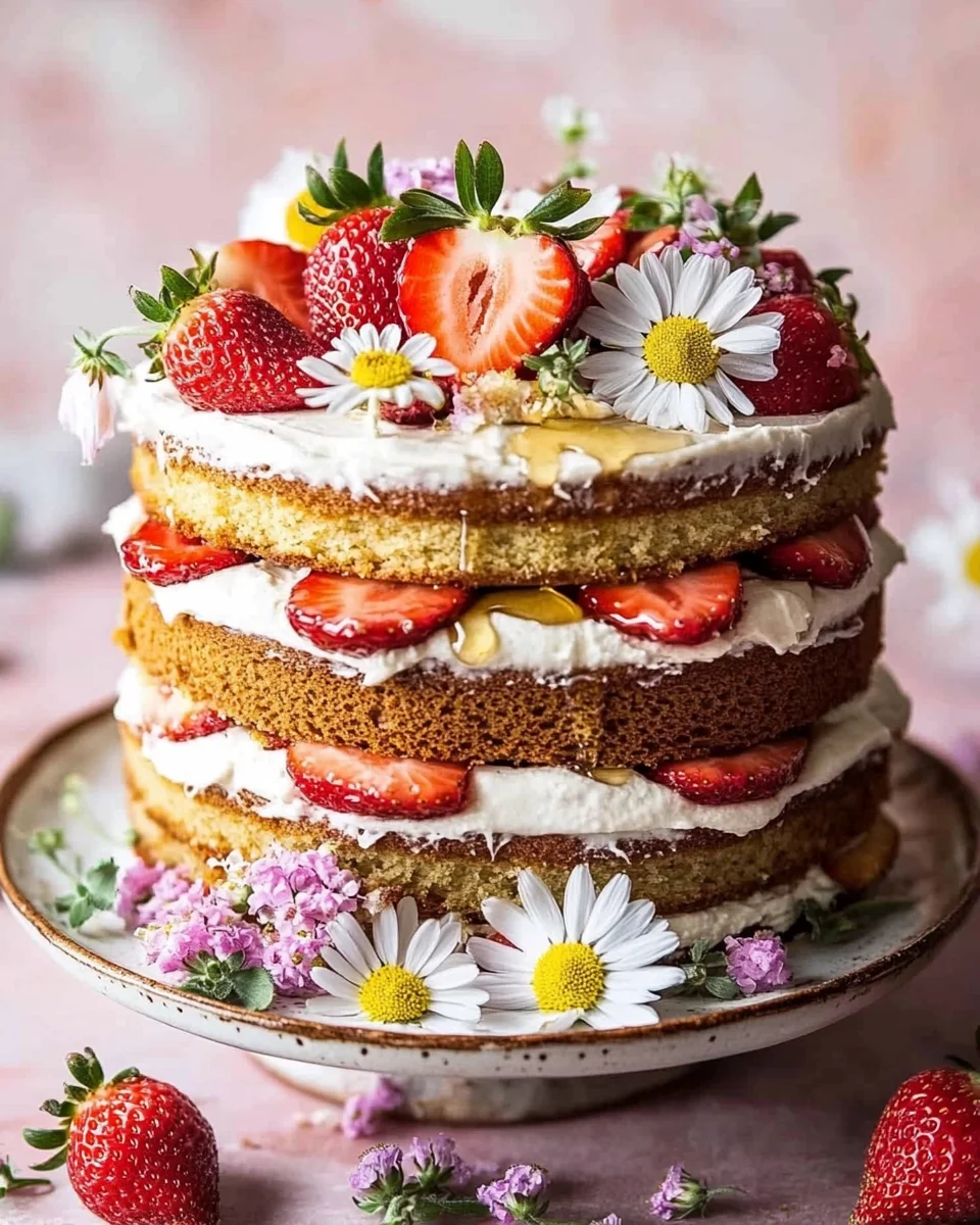 Strawberry Chamomile Naked Cake