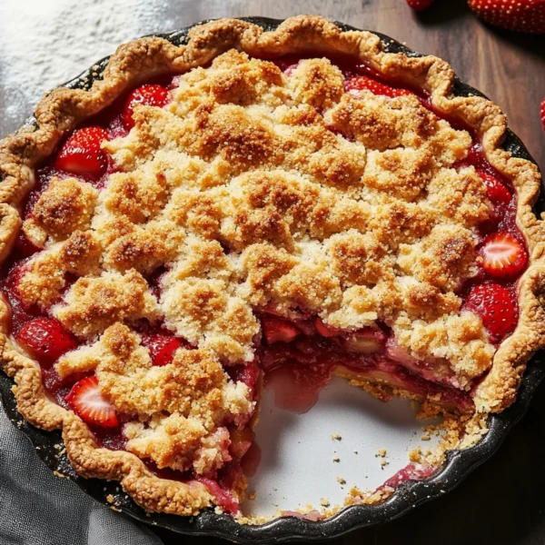 Strawberry Rhubarb Pie with Crumb Topping