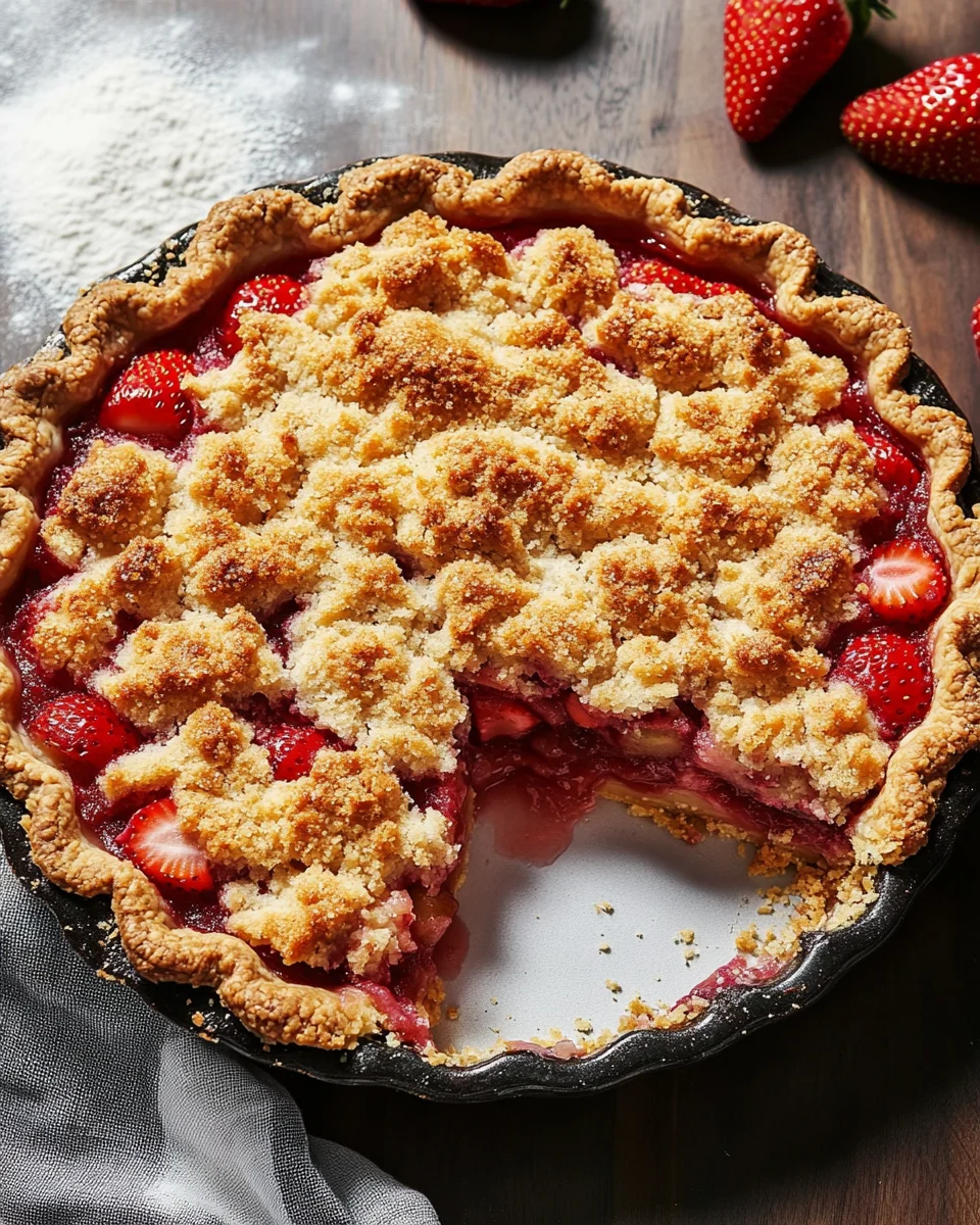 Strawberry Rhubarb Pie with Crumb Topping