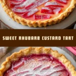 Sweet Rhubarb Custard Tart 27 Pinterest Hidden Image