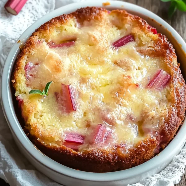 Warm Rhubarb Cake with Butter Sauce