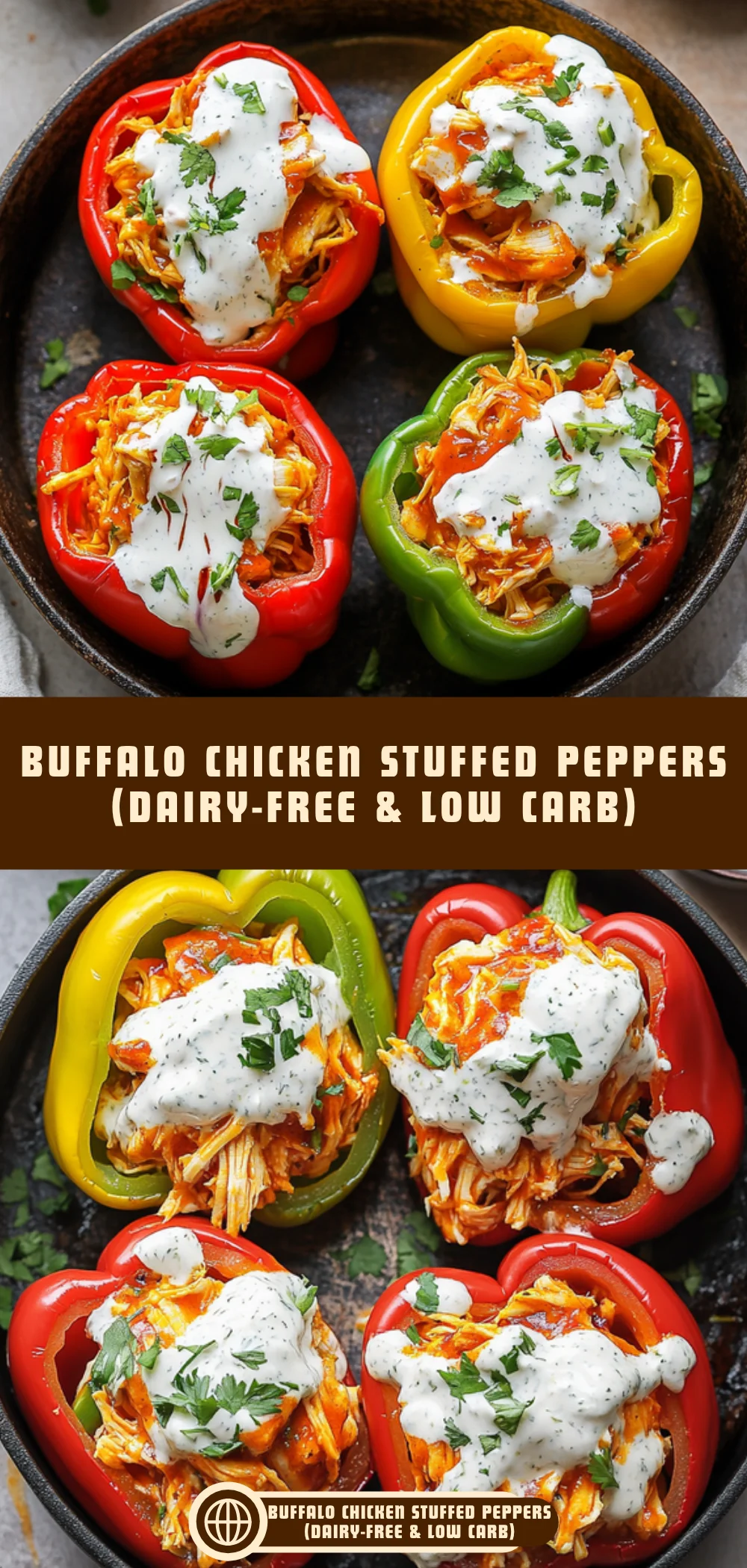 Buffalo Chicken Stuffed Peppers (Dairy-Free & Low Carb) 17 Pinterest Hidden Image