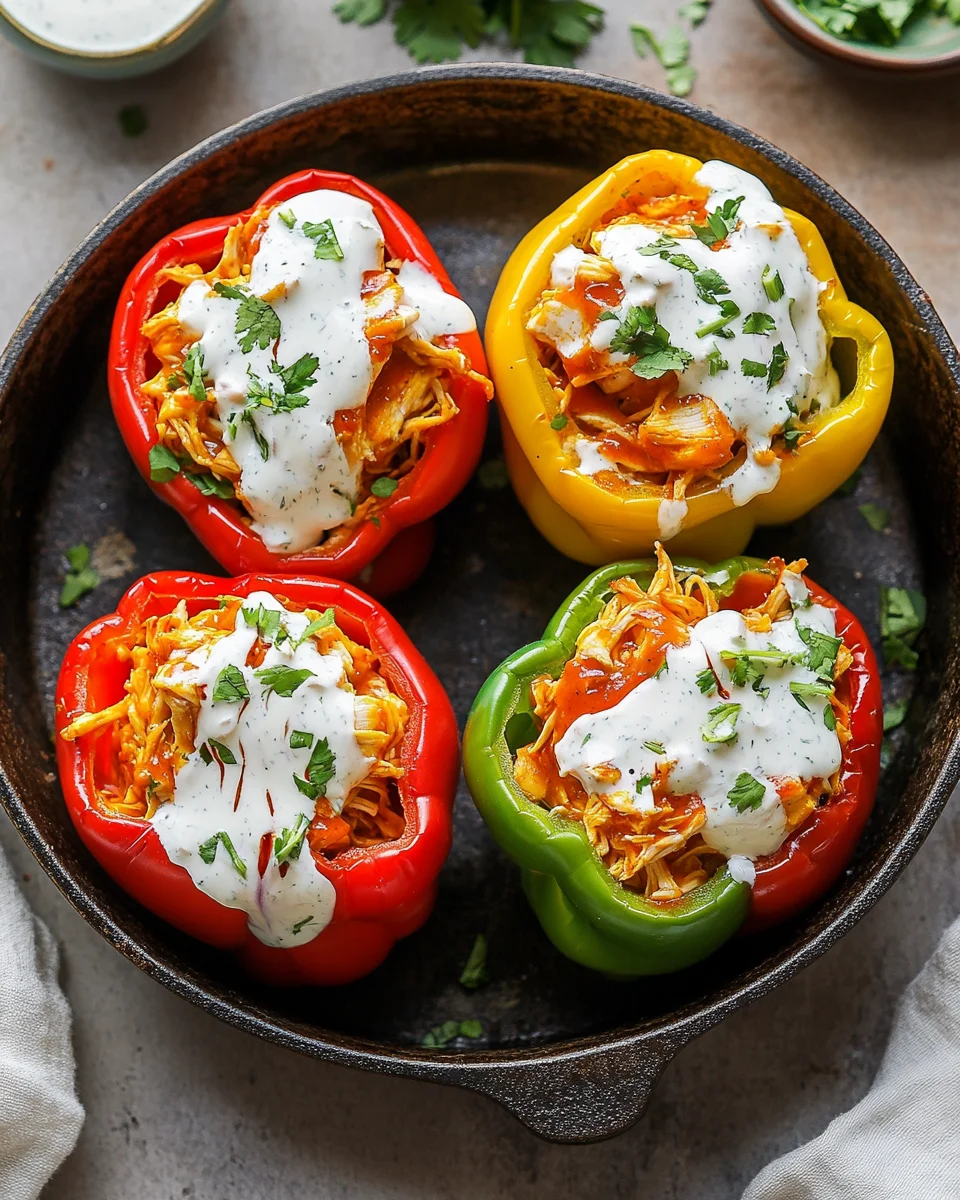 Buffalo Chicken Stuffed Peppers (Dairy-Free & Low Carb)