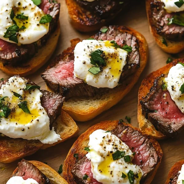 Burrata and Steak Crostini