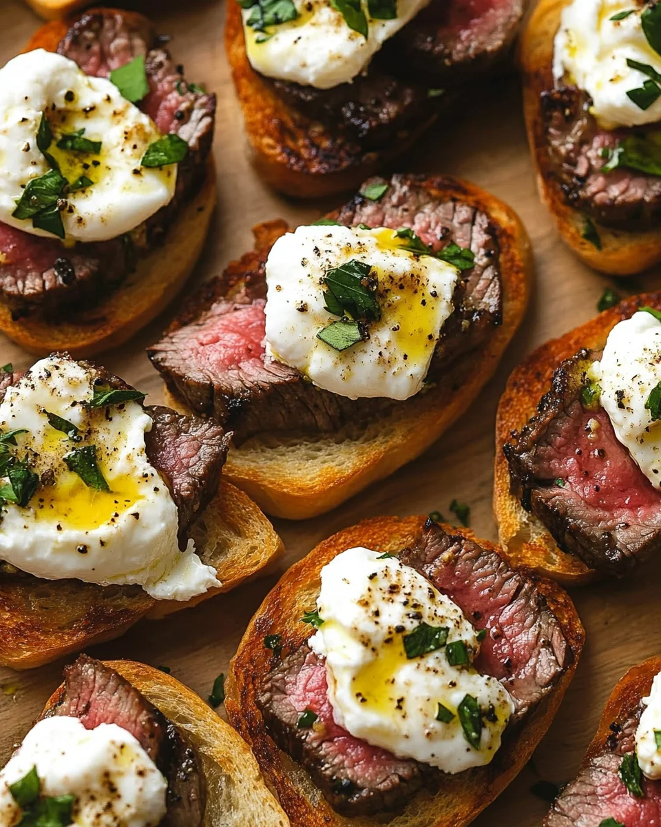 Burrata and Steak Crostini 17 Burrata and Steak Crostini