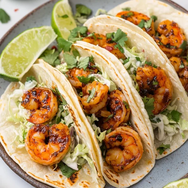 Cilantro Lime Shrimp Tacos with Creamy Slaw