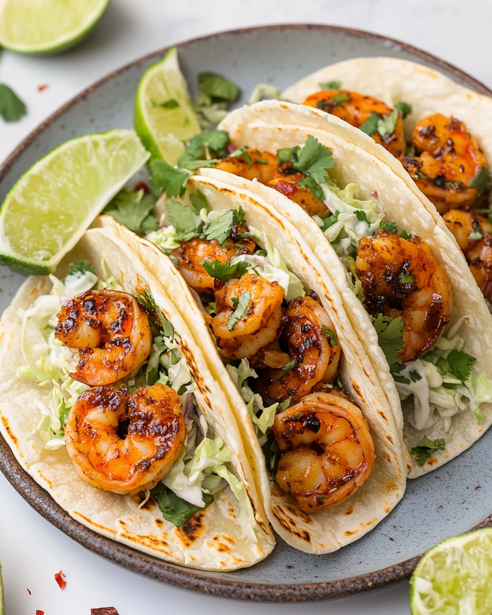 Cilantro Lime Shrimp Tacos with Creamy Slaw