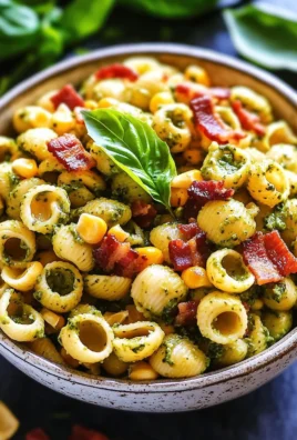 Corn Pasta Salad with Bacon and Creamy Pesto Dressing 25 Corn Pasta Salad with Bacon and Creamy Pesto Dressing
