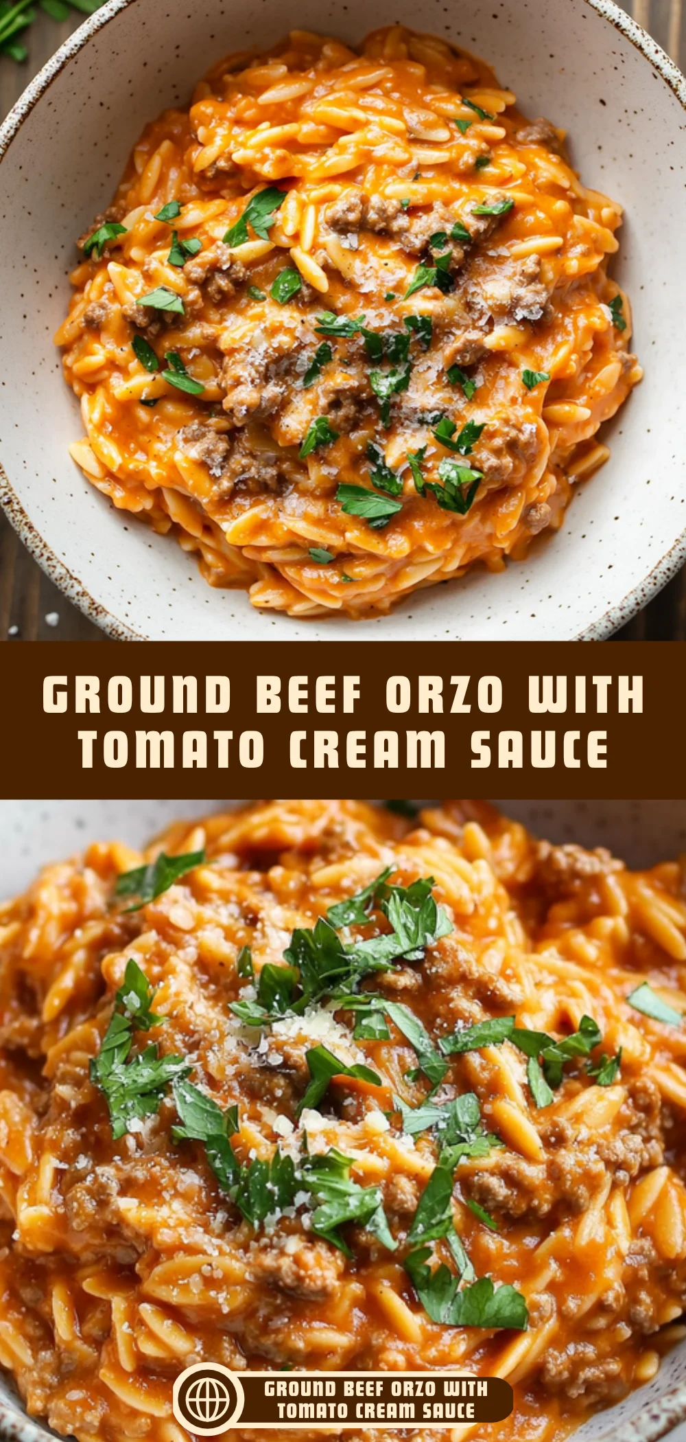 Ground Beef Orzo with Tomato Cream Sauce 18 Pinterest Hidden Image