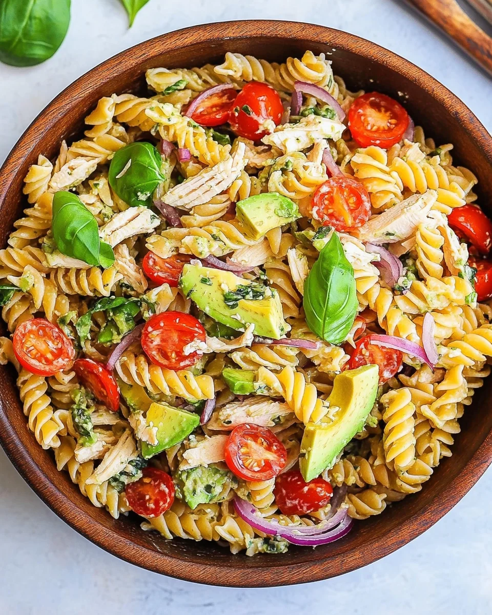 Healthy Chicken Pasta Salad with Avocado, Tomato, and Basil 22 Healthy Chicken Pasta Salad with Avocado, Tomato, and Basil