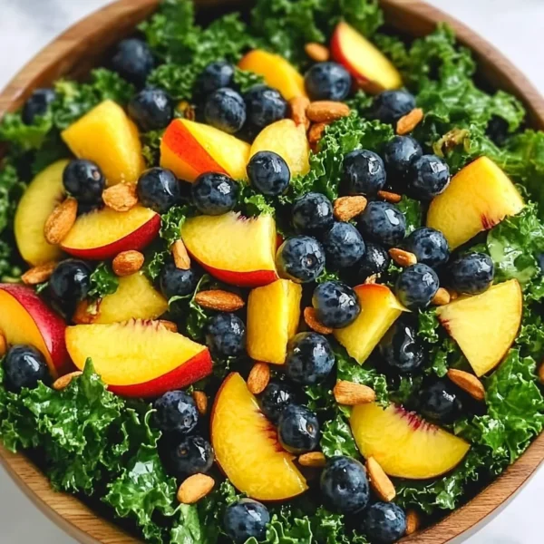 Summer Peach Blueberry Kale Salad