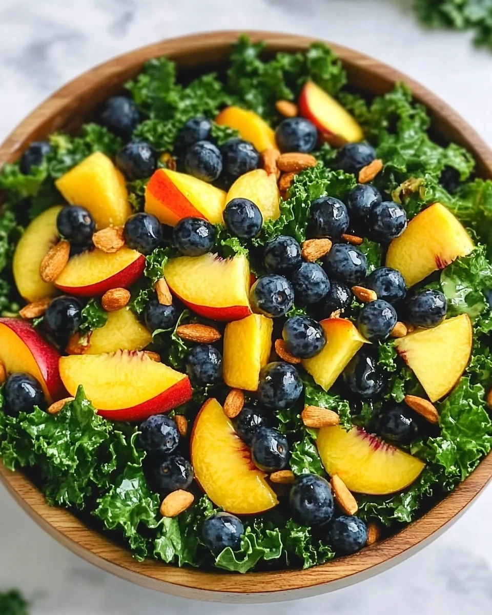 Summer Peach Blueberry Kale Salad