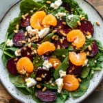 Beet Salad with Spinach and Honey-Mustard Lemon Dressing