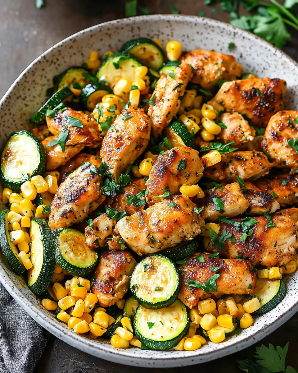 Garlic Butter Chicken with Zucchini and Corn - One-Pan, 30-Minute Meal 16 Garlic