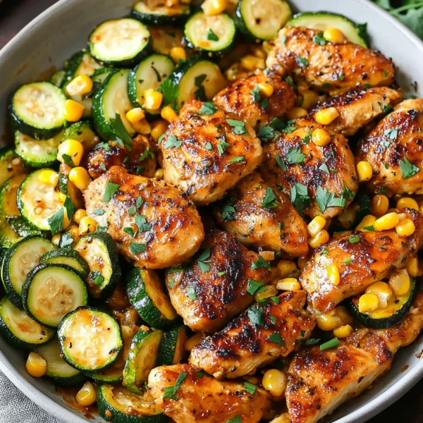 Garlic Butter Chicken with Zucchini and Corn - One-Pan, 30-Minute Meal