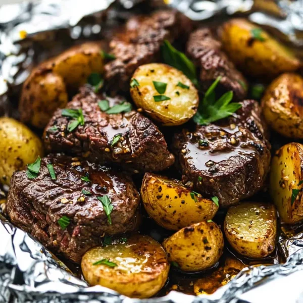 Garlic Butter Steak and Potato Foil Packets