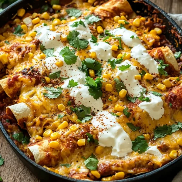 Mexican Street Corn Chicken Enchiladas