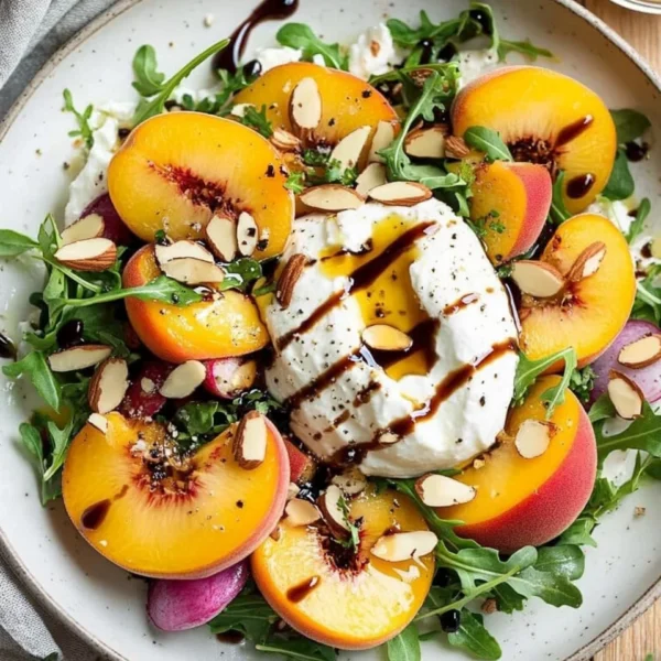 Peach Burrata Salad with Balsamic Drizzle