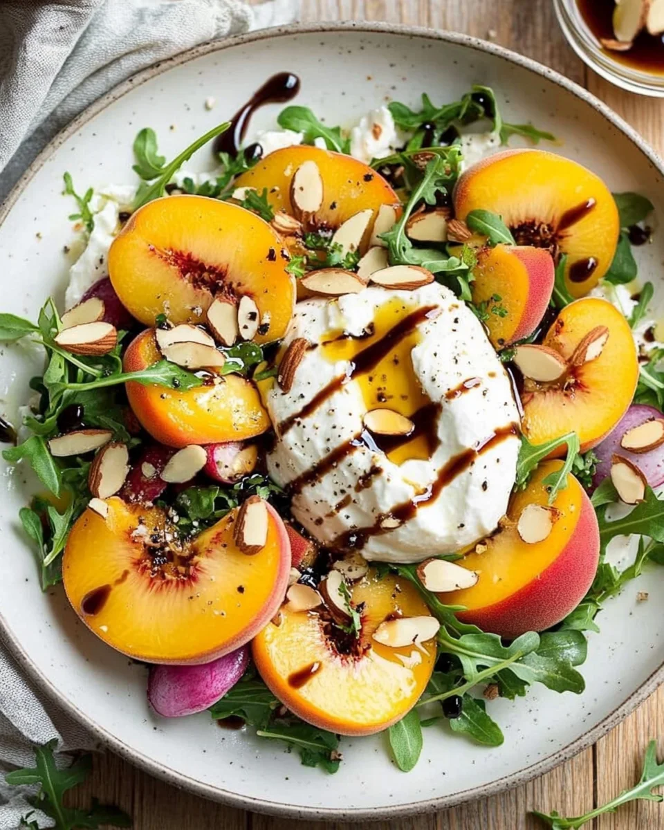 Peach Burrata Salad with Balsamic Drizzle