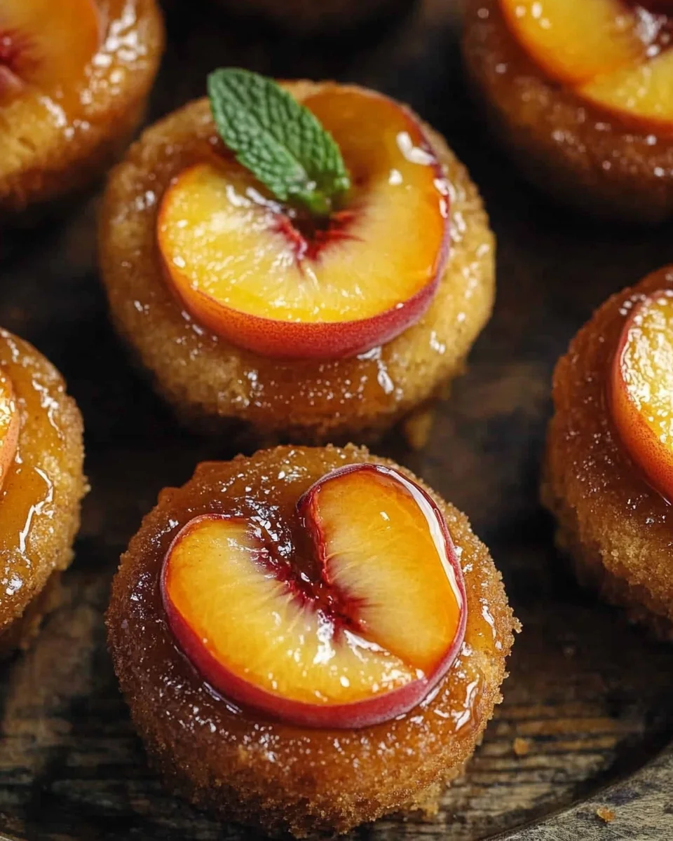 Peach Upside Down Mini Cakes 28 Peach Upside Down Mini Cakes
