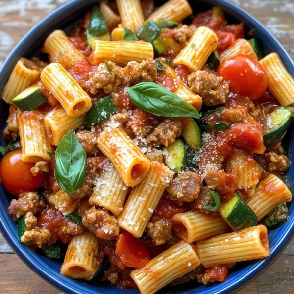 Rigatoni with Sausage, Tomatoes, and Zucchini