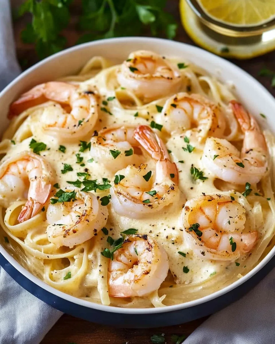 Shrimp Scampi Garlic Cream Pasta