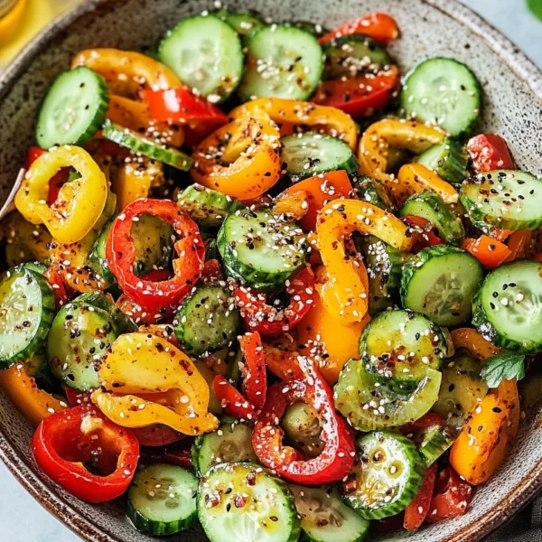 Viral TikTok Cucumber & Bell Pepper Salad