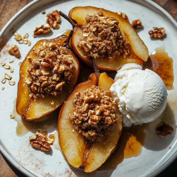 Baked Pears with Walnut Oat Crumble