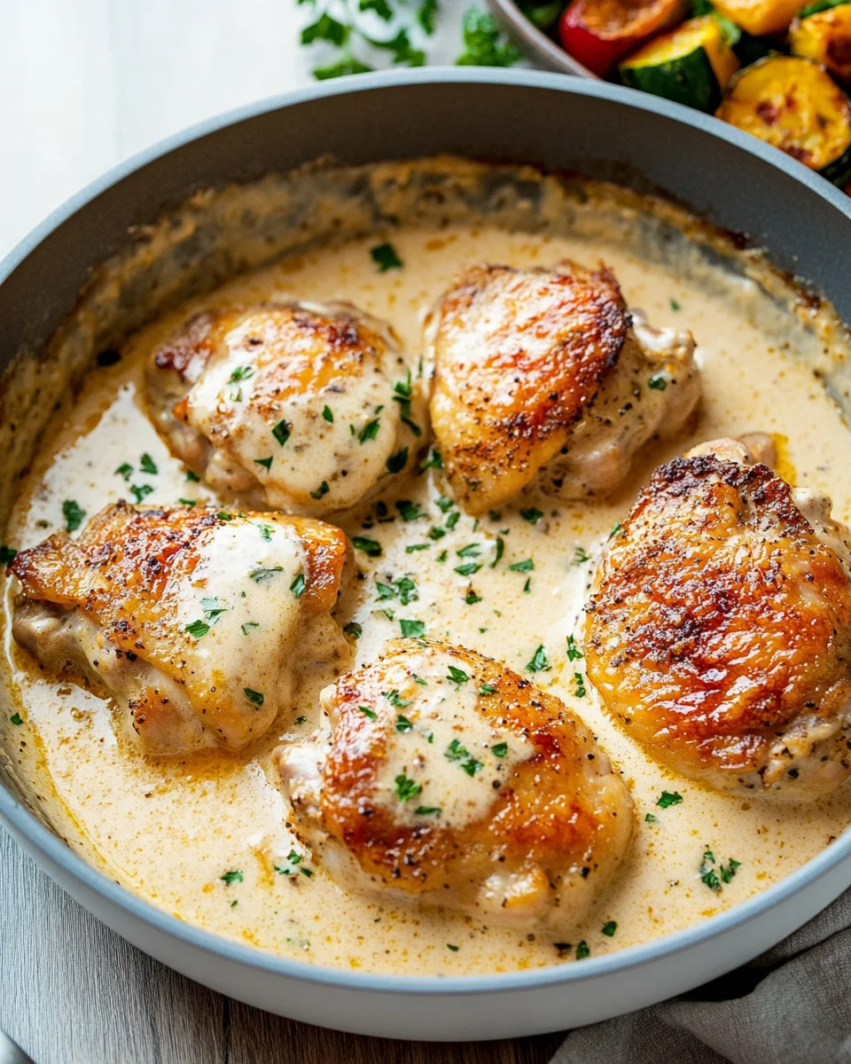 Creamy Oven Baked Chicken Thighs