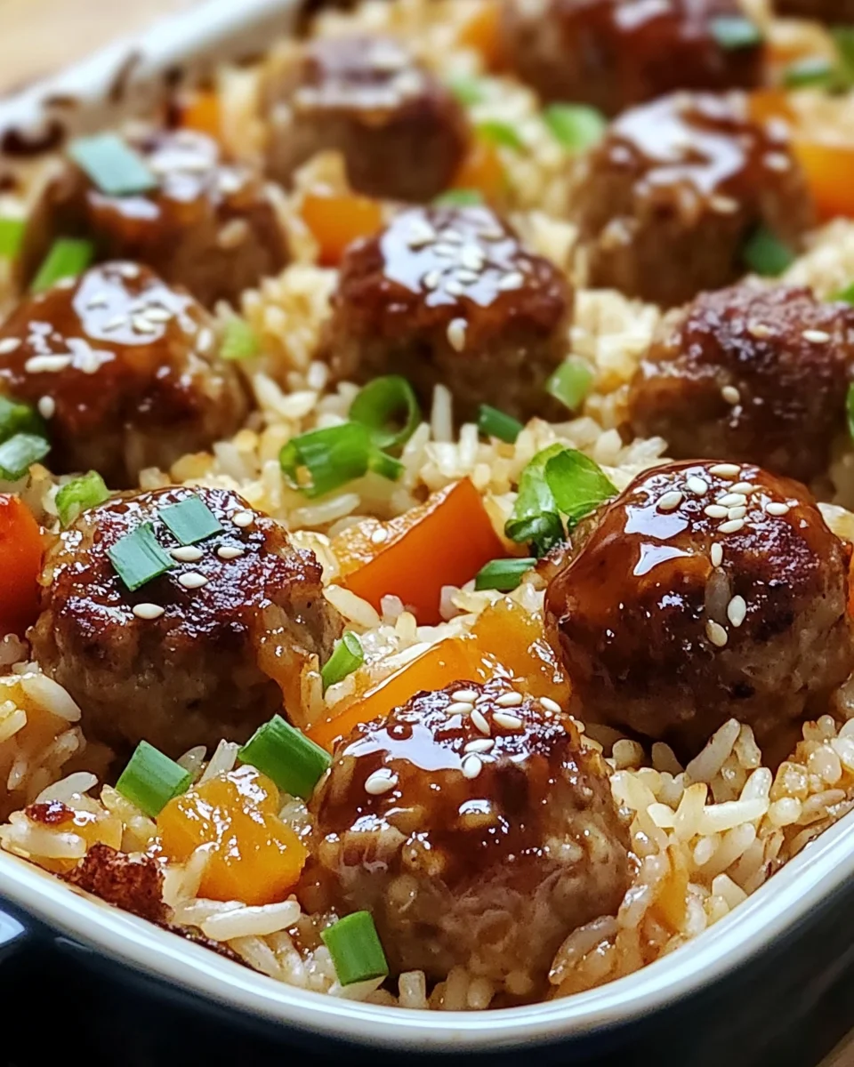 Honey Garlic Meatball Rice Bake 20 Honey