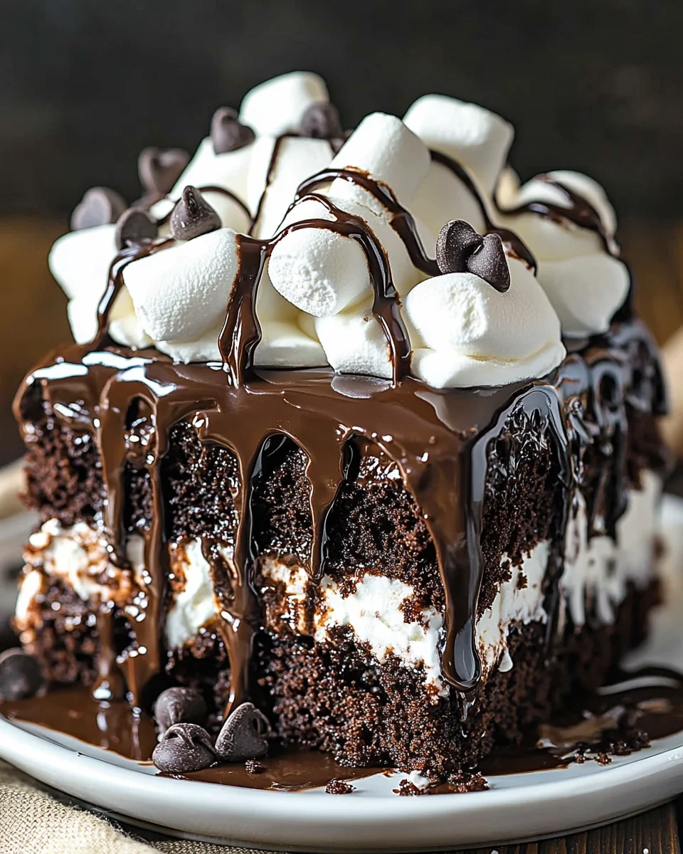 Marshmallow Chocolate Poke Cake 20 Marshmallow
