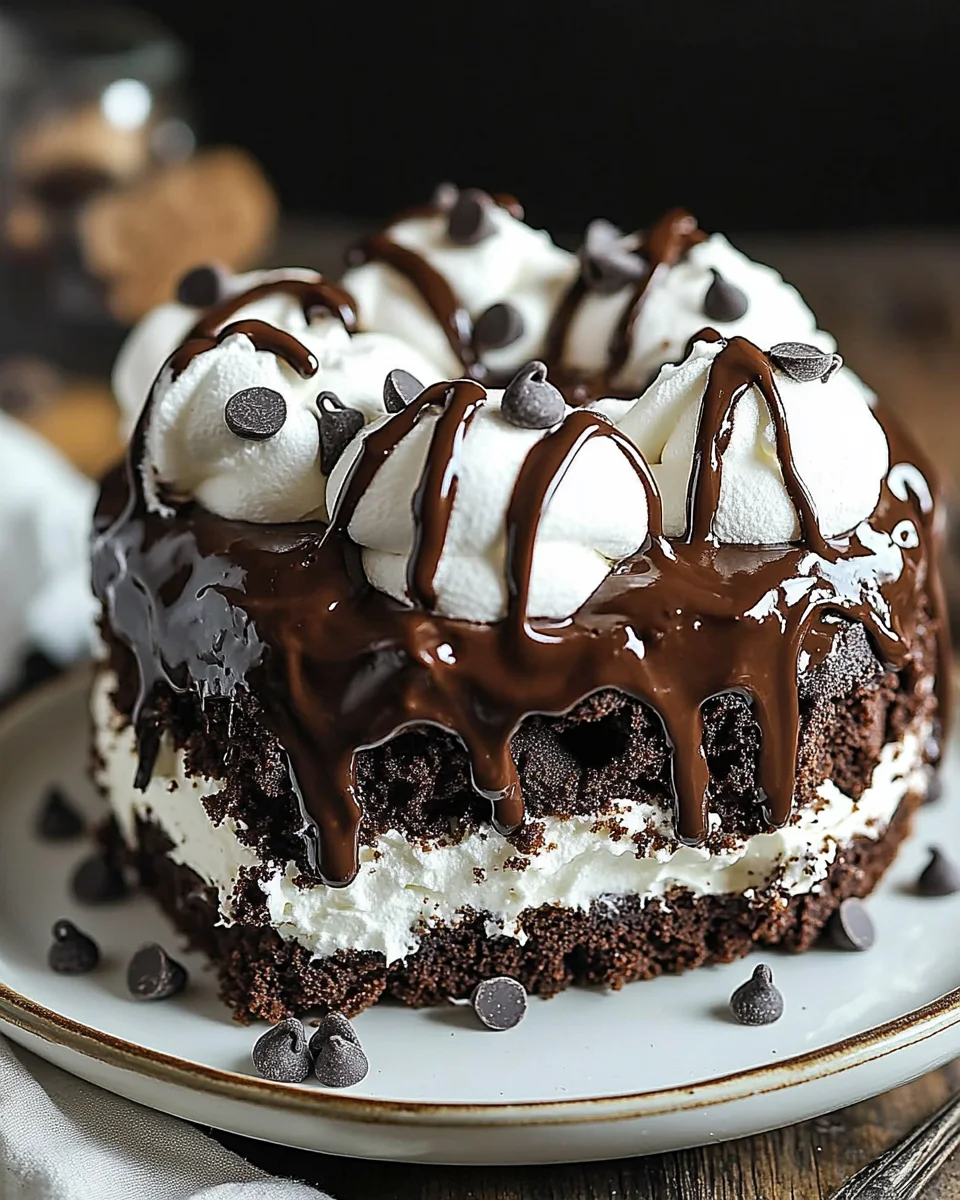Marshmallow Chocolate Poke Cake