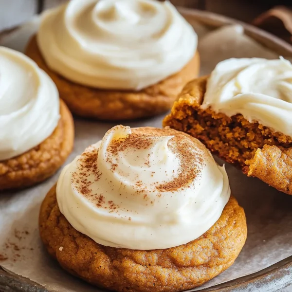 Pumpkin Cookies with Cream Cheese Frosting