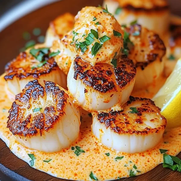 Seared Scallops with Spicy Cajun Cream Sauce