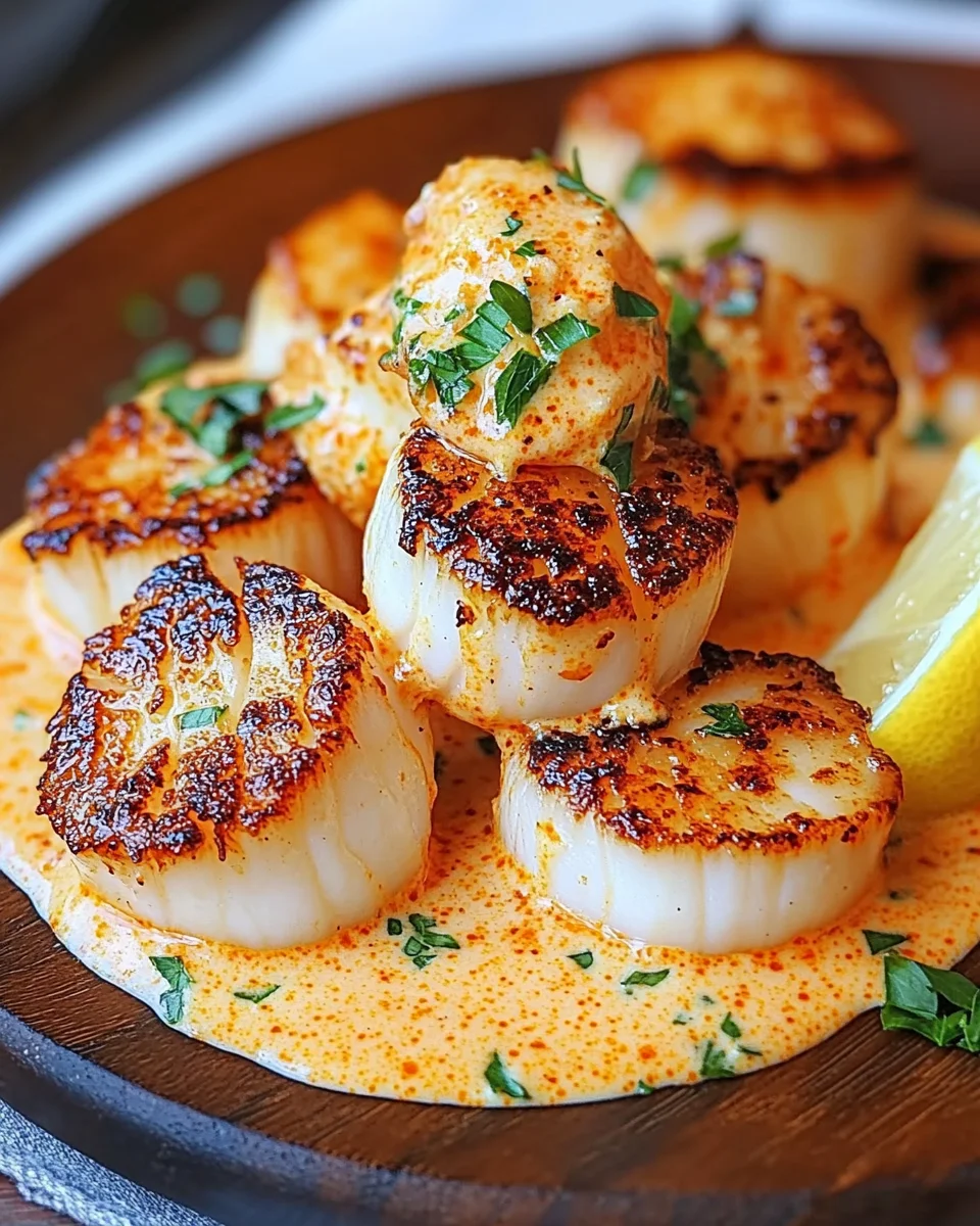 Seared Scallops with Spicy Cajun Cream Sauce
